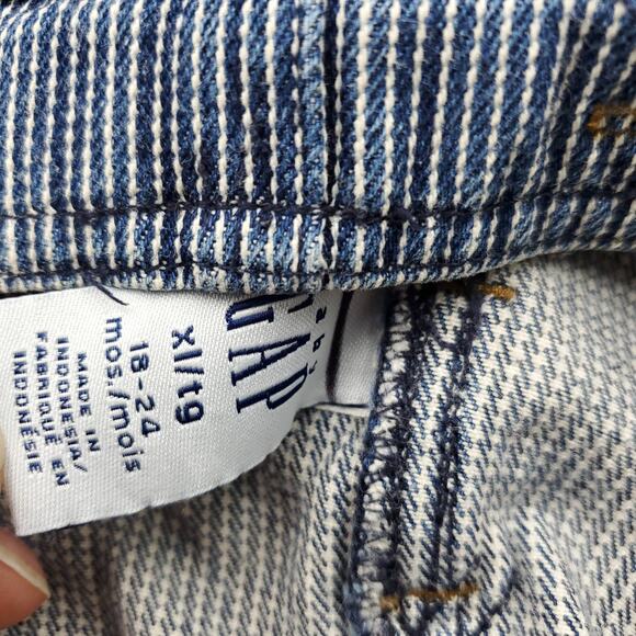 Gap Blue Striped Overalls Baby Size 18-24 Months - Picture 10 of 10
